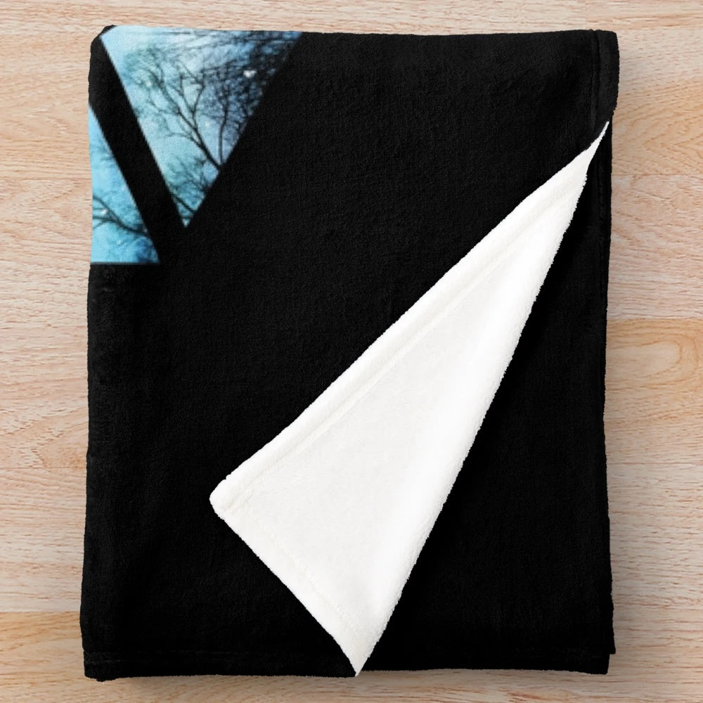 Cozy blue and white dragon-themed d20 plush blanket
