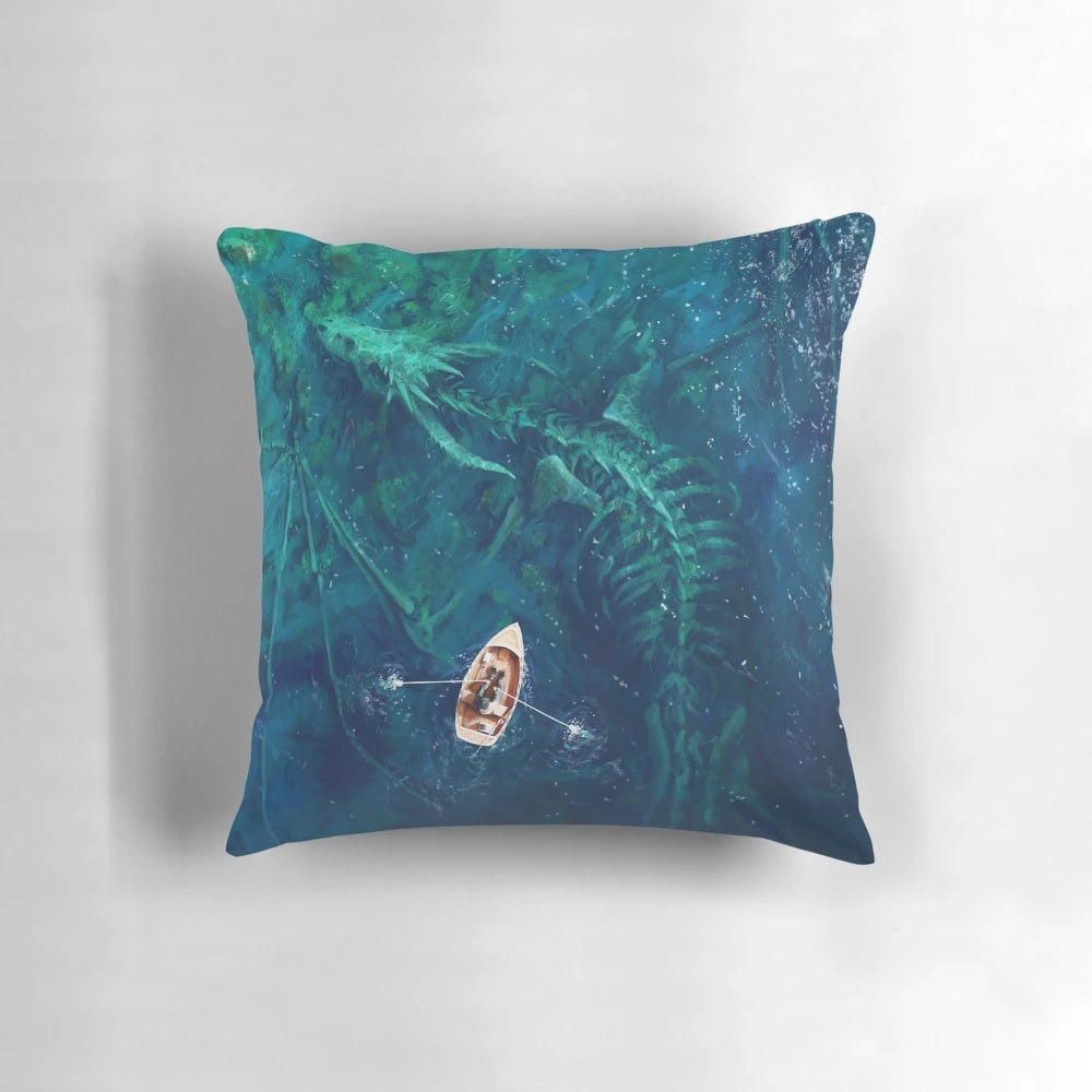 Decorative dragon bones pillow with a mystical, fantasy design