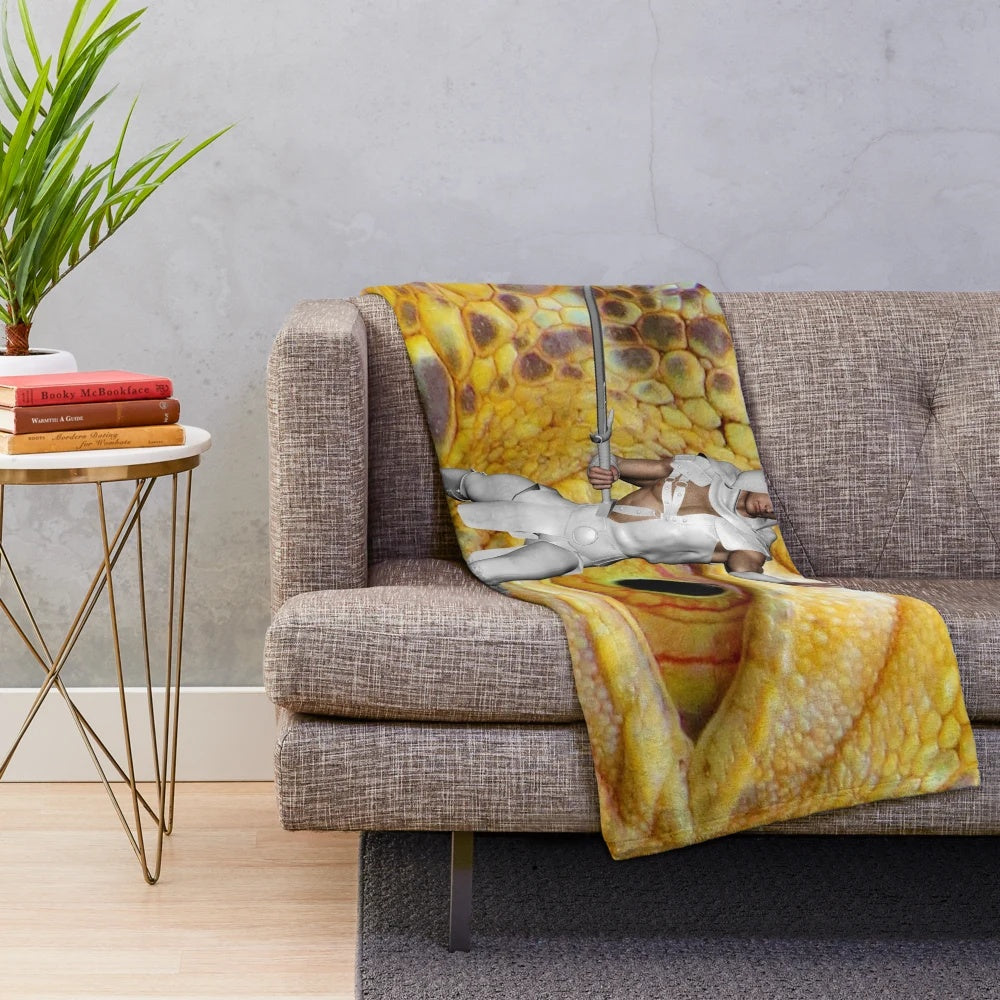 Colorful dragon plush blanket with abstract patterns