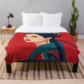 Stylized dragon portrait plush blanket with modern, minimalist art