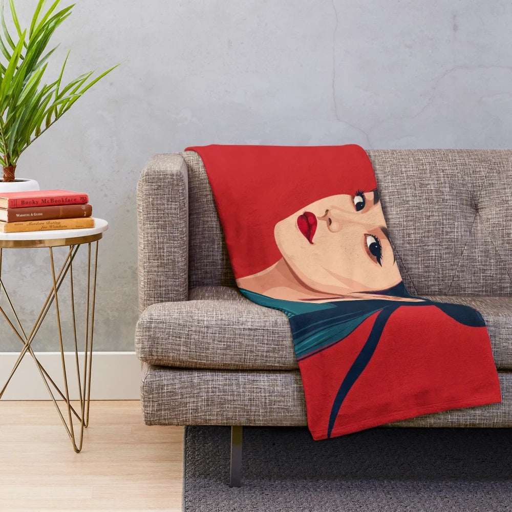 Stylized dragon portrait plush blanket with modern, minimalist art