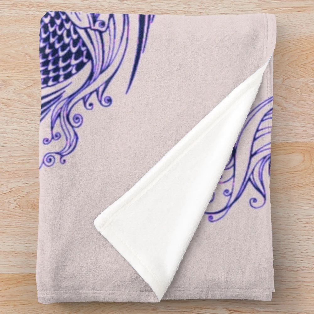 Plush blanket featuring a detailed Chinese dragon tattoo design