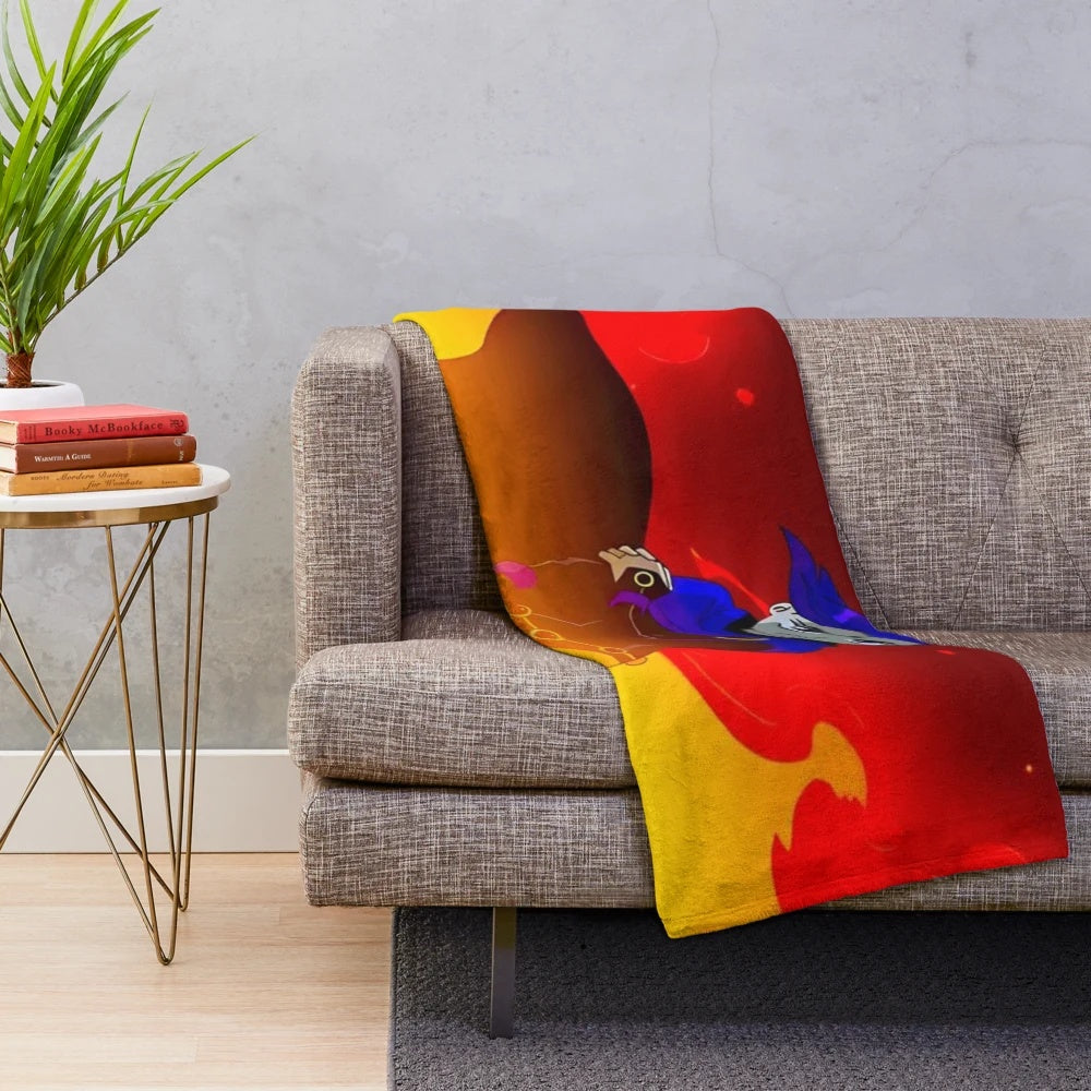 Mystical Fire Raven Plush Blanket with Dark Aesthetic Inspired Design