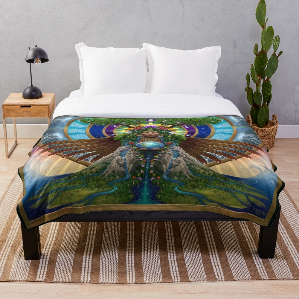 Gaia Plush Blanket - Visionary nature-inspired design honoring the earth goddess