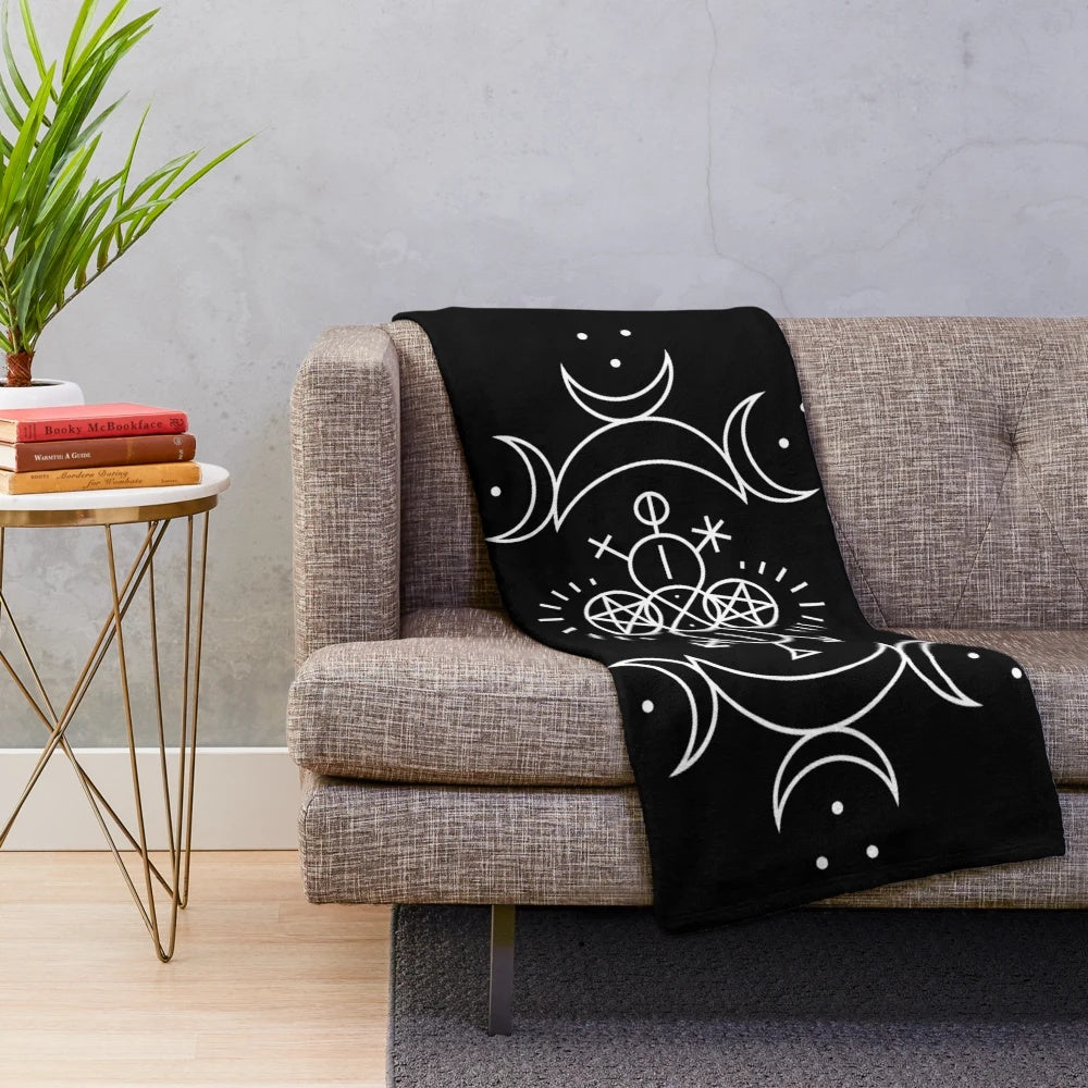 Gender Diversity Sigil Plush Blanket with Geometric Pentagram and Moon Motifs