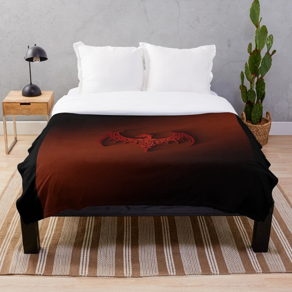 Cozy gothic dragon plush blanket with Celtic-inspired dragon design