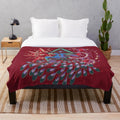 Mystical grunge style plush blanket featuring tiefling character and fantasy symbols