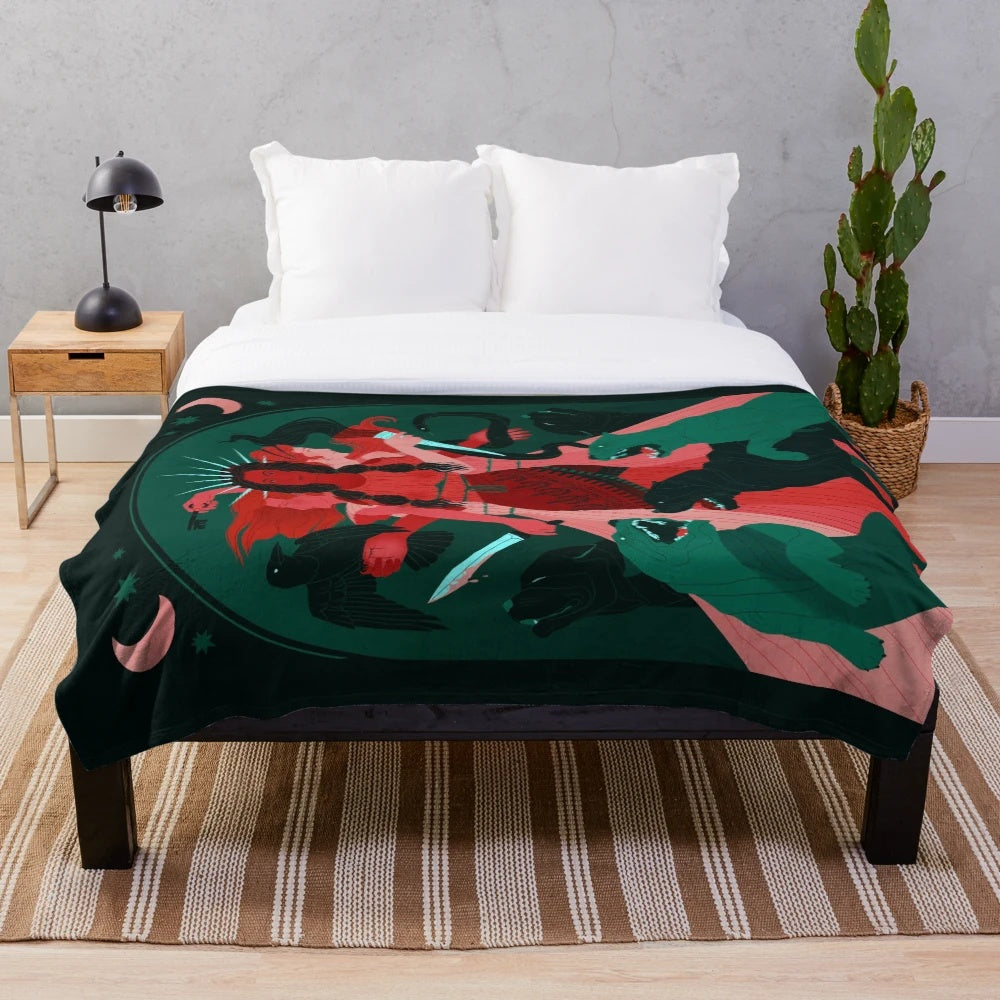 Hecate plush blanket featuring the Greek goddess of witchcraft and the occult