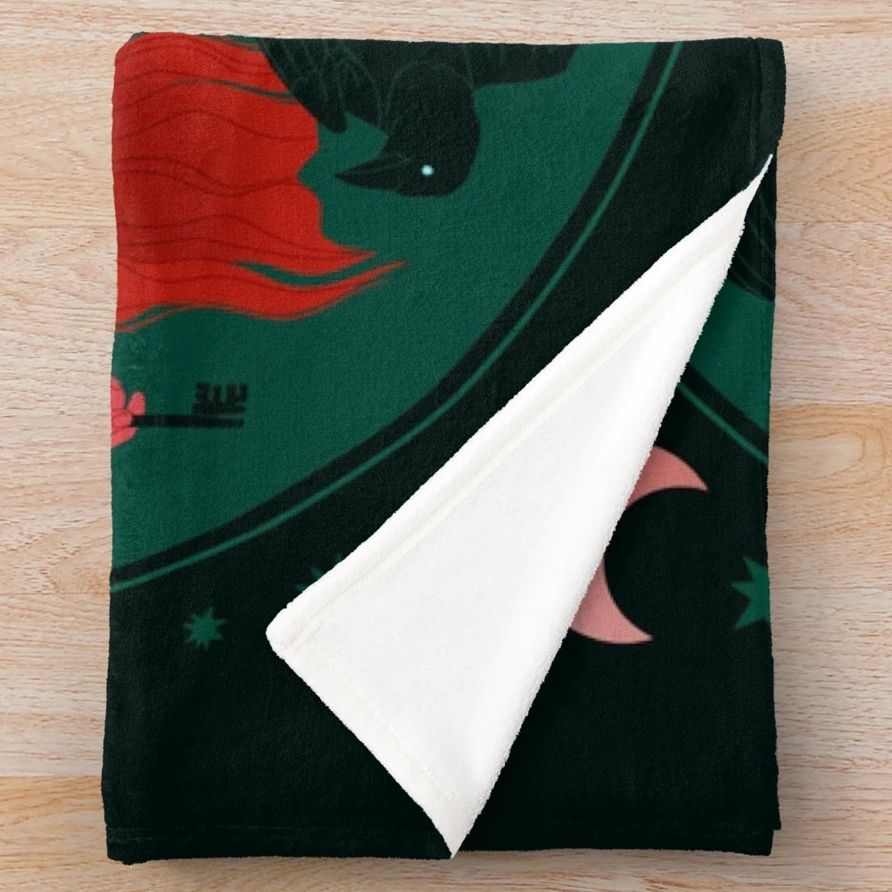 Hecate plush blanket featuring the Greek goddess of witchcraft and the occult