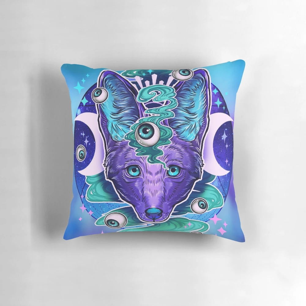 Jackal eyes digital art illustration featured on a comfortable pillow design