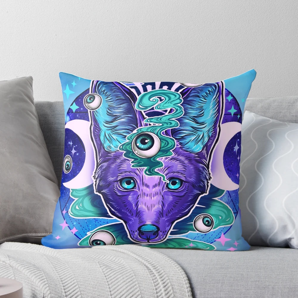 Jackal eyes digital art illustration featured on a comfortable pillow design