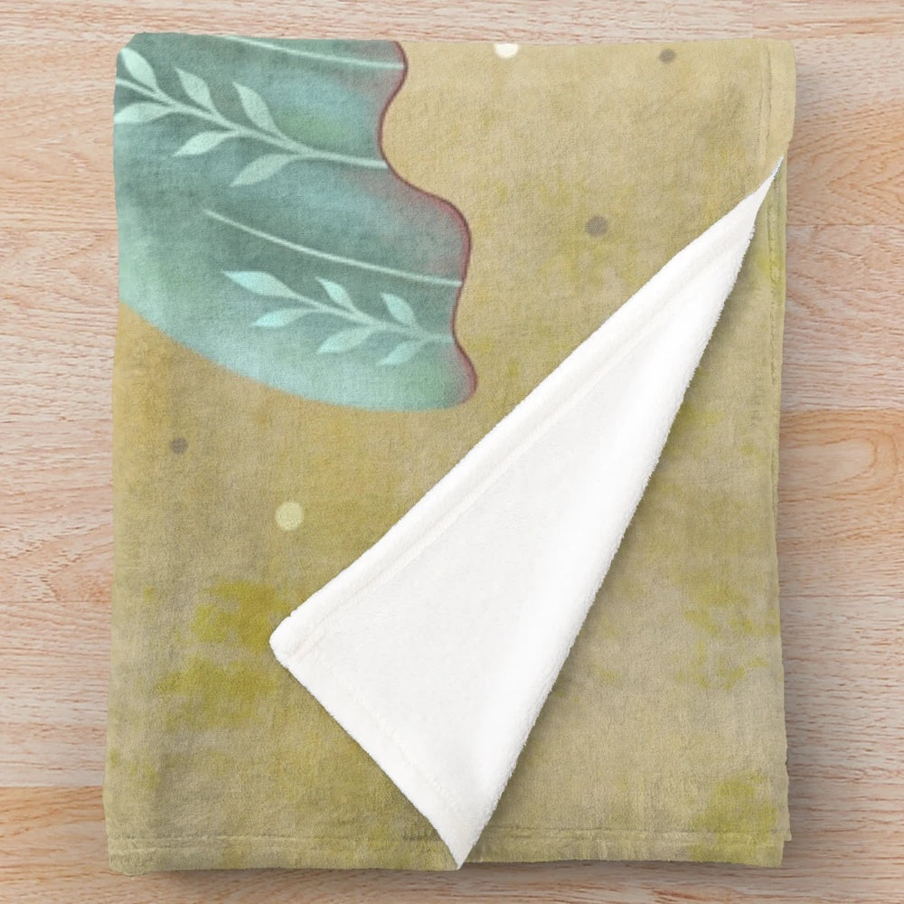Vintage oriental plush blanket featuring a luna moth design