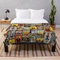 Plush blanket featuring the major arcana tarot symbols and imagery