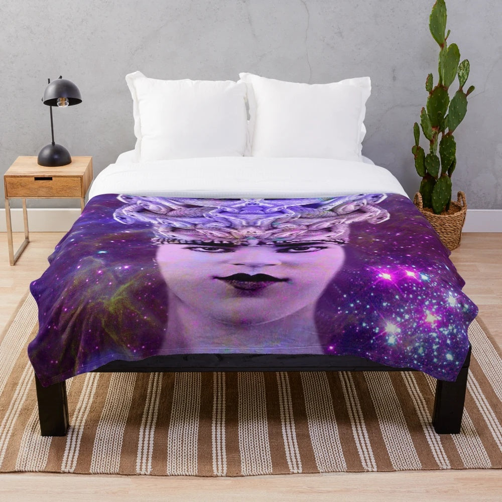 Medusa plush blanket featuring a mythological creature with snake-like hair