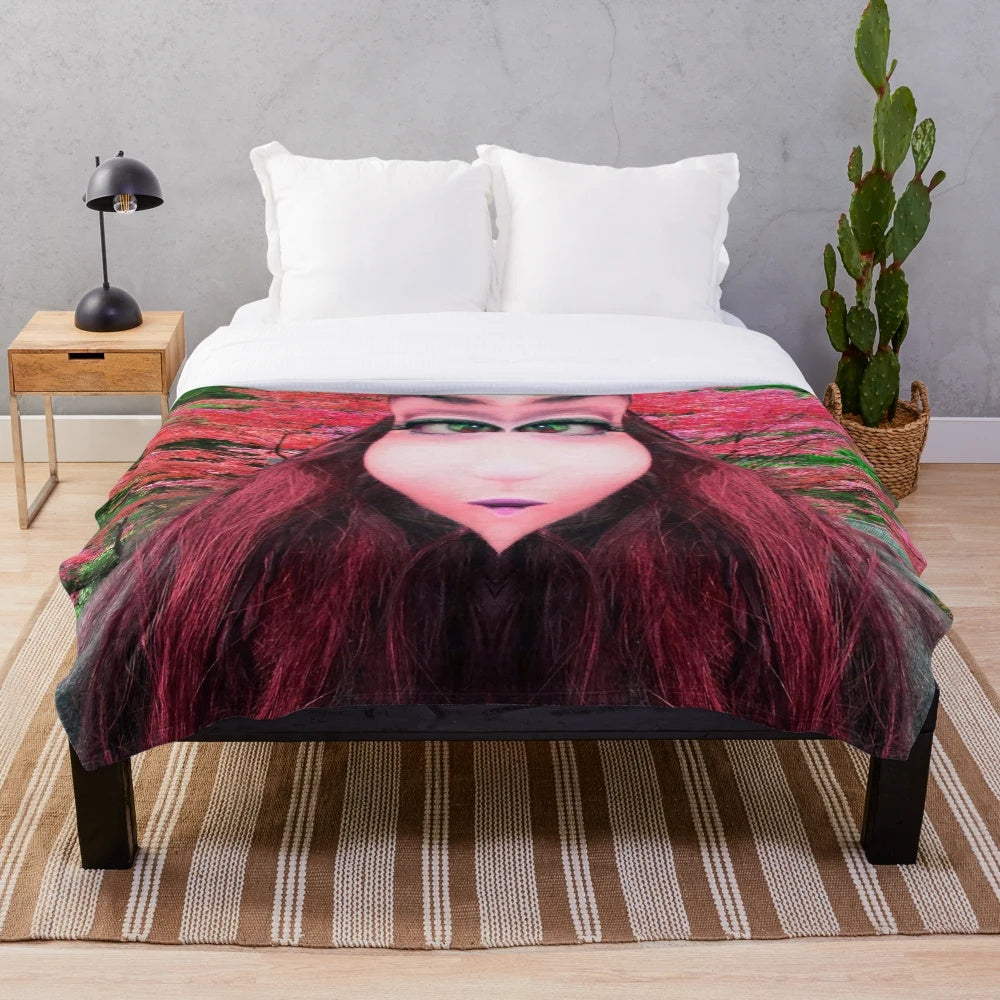 Mystical plush blanket with nature-inspired abstract design