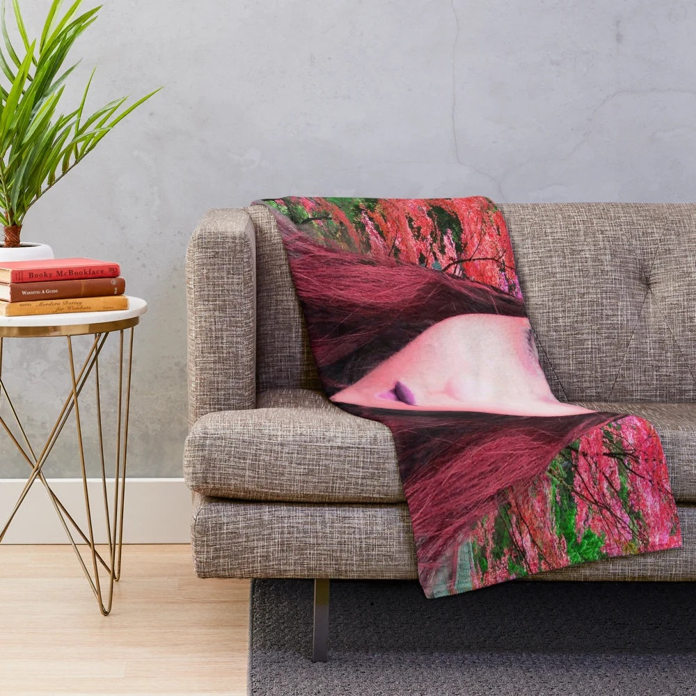 Mystical plush blanket with nature-inspired abstract design