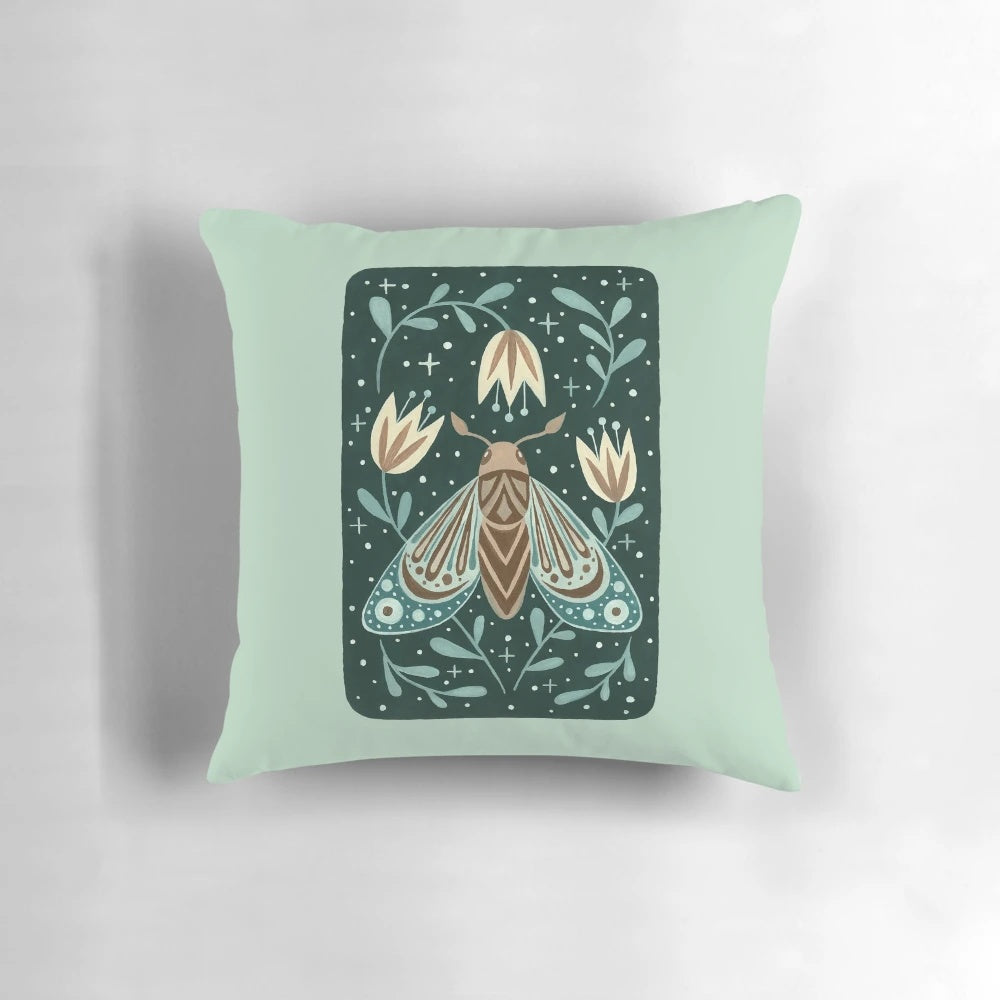 Midnight creature no. 4 pillow featuring a beautiful nocturnal botanical design