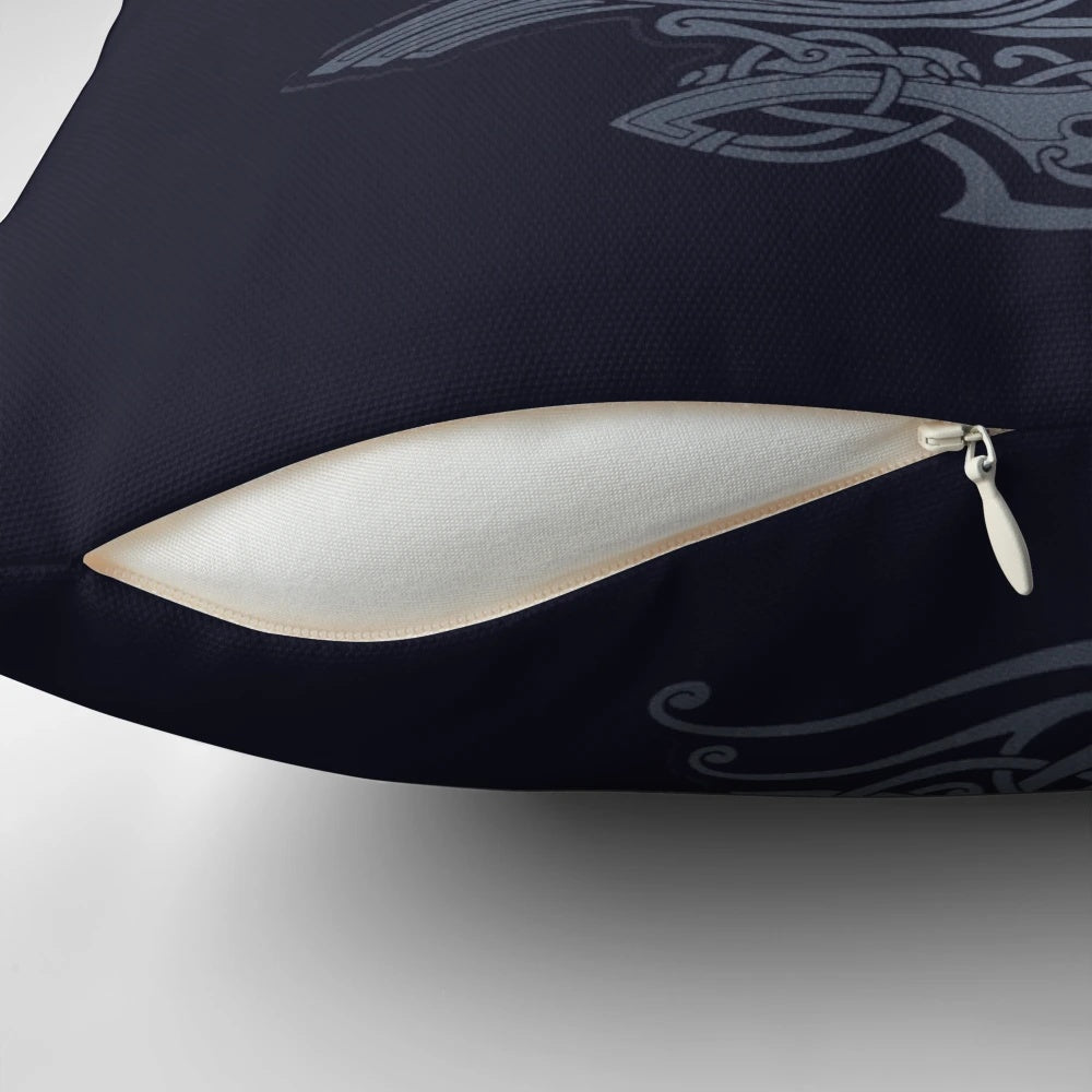 Odin's Ravens Pillow - Featuring Tribal, Mystical Ravens Soaring Across a Moonlit Sky