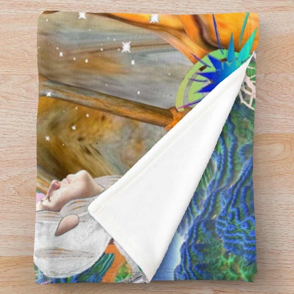Pagan magic plush blanket with abstract, colorful, and floral patterns