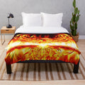 Cozy plush blanket featuring a phoenix design symbolizing rebirth and renewal