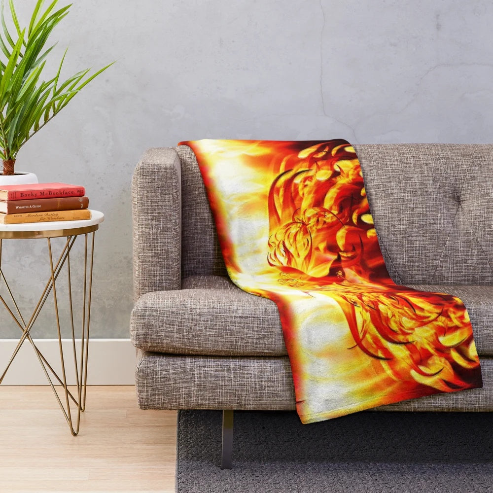 Cozy plush blanket featuring a phoenix design symbolizing rebirth and renewal