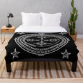Plush blanket with occult summoning circle design