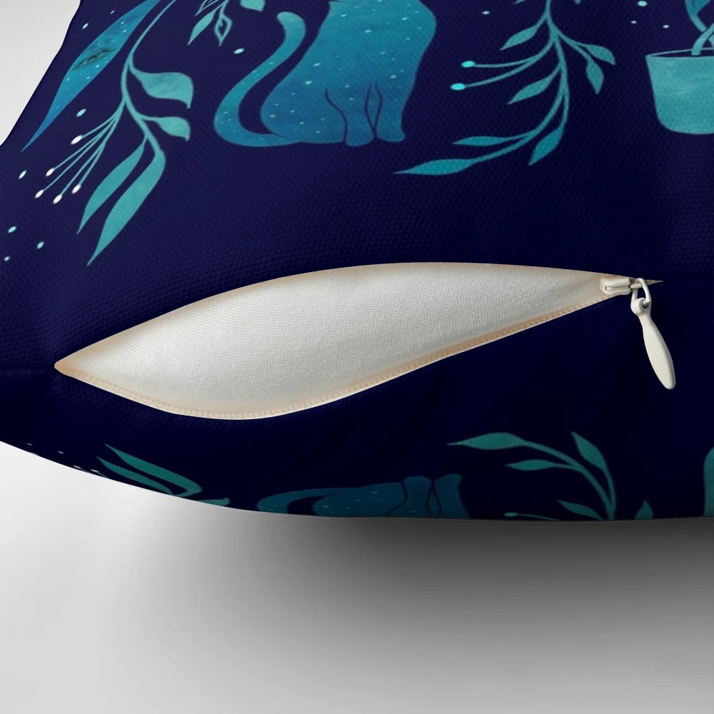 A mystical potted plant pillow with floral and fantasy design elements, perfect for a bohemian or witchy home.