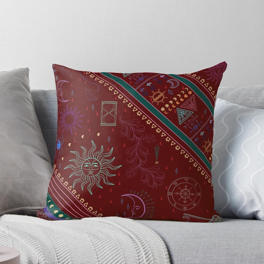 Ornate pyramid-shaped pillow with mystical patterns, perfect for cosplay and tabletop gaming enthusiasts.