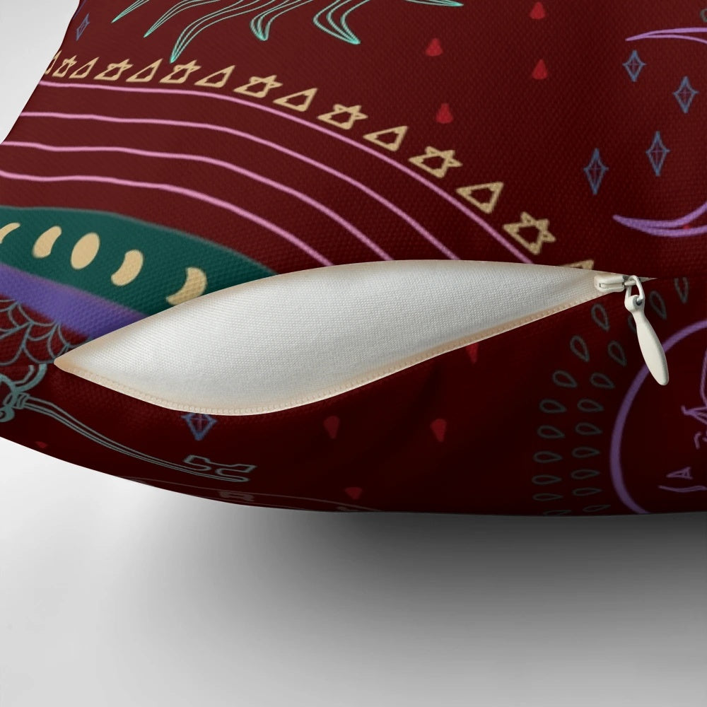 Ornate pyramid-shaped pillow with mystical patterns, perfect for cosplay and tabletop gaming enthusiasts.