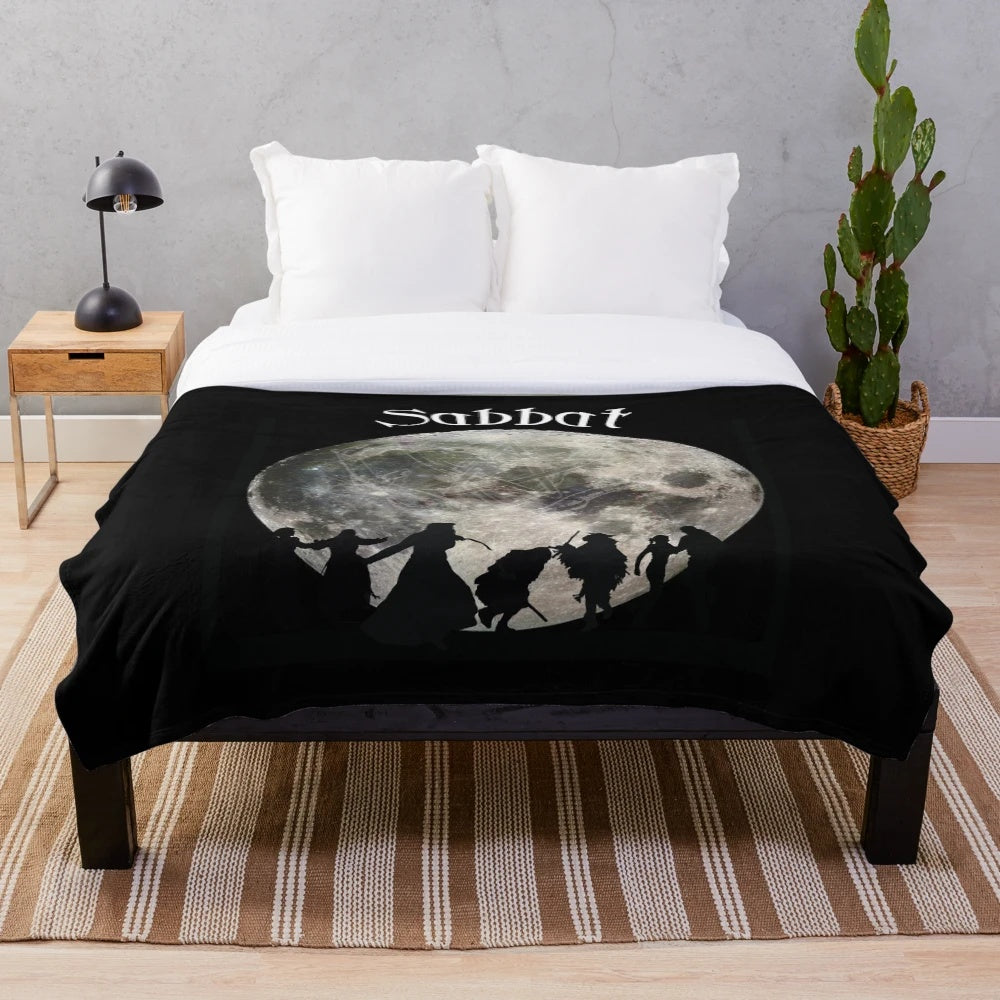 Sabbat plush blanket with pagan and wiccan motifs
