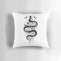Black and white pillow with a serpent design, perfect for a night garden theme