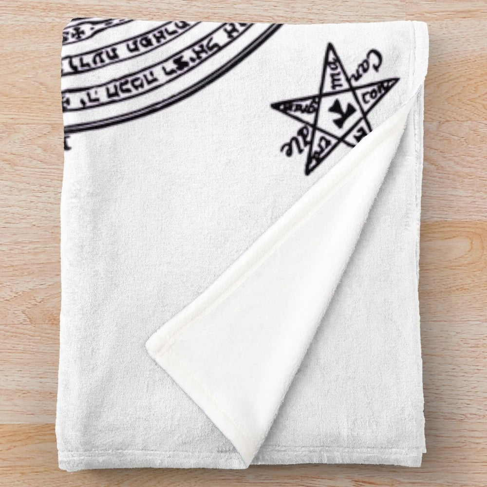 Solomon Circle Goetia inspired black and white plush blanket