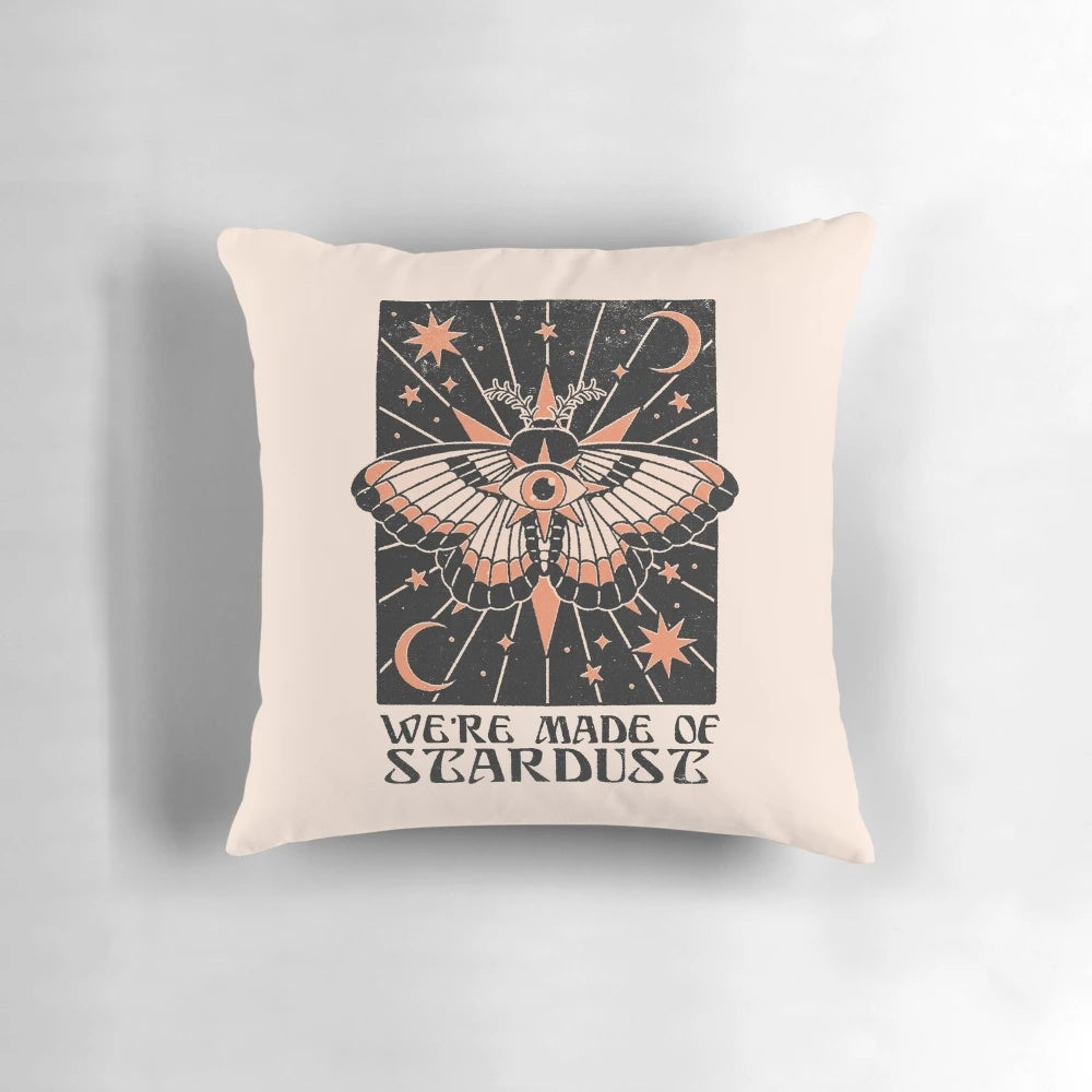 Stardust-patterned decorative pillow with mystical and magical design