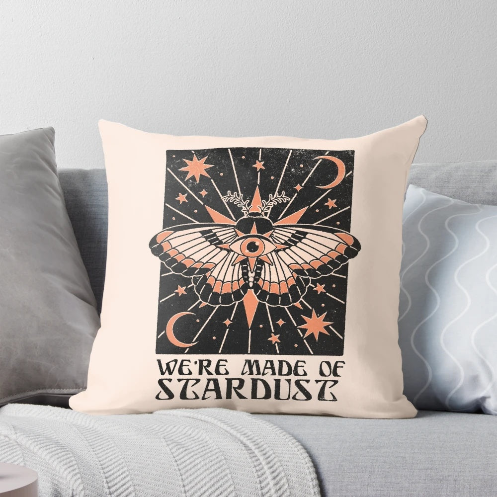 Stardust-patterned decorative pillow with mystical and magical design