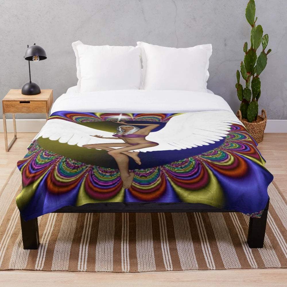 Soft and whimsical plush blanket with a starry, galactic design