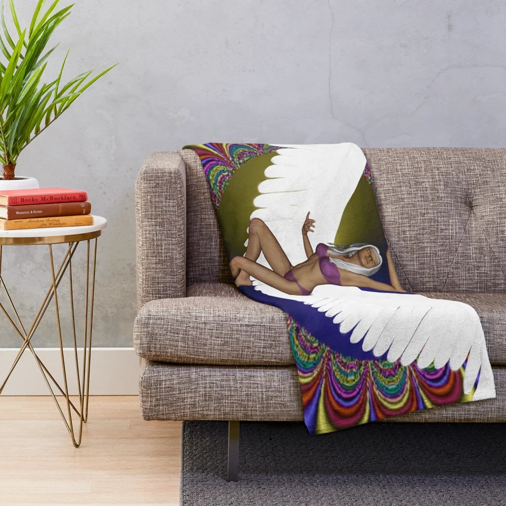 Soft and whimsical plush blanket with a starry, galactic design