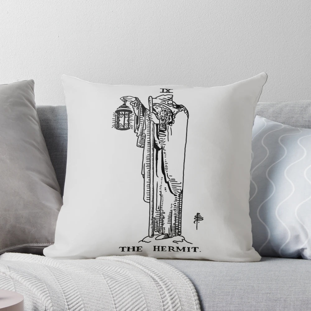 The Hermit Tarot Card Pillow featuring the Rider Waite mystical imagery