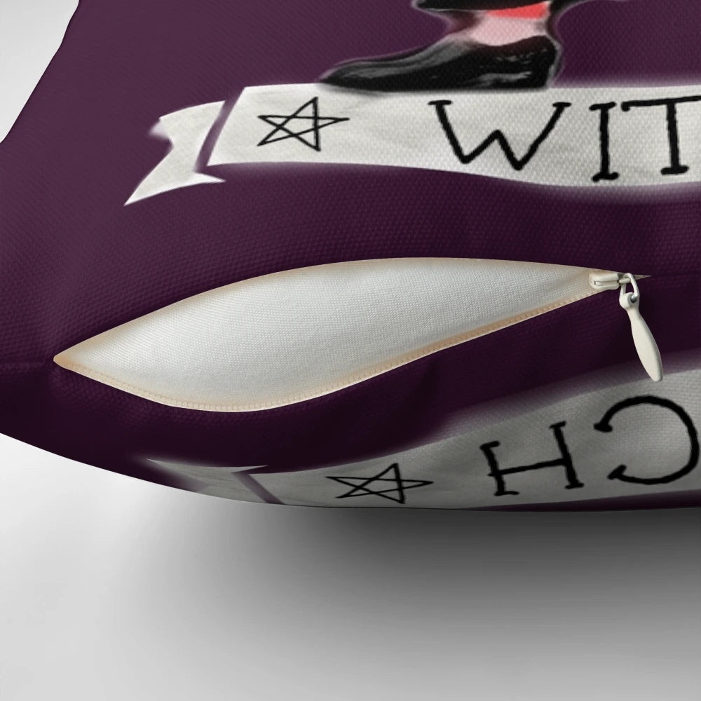 Throw pillow featuring the text "Maybe I'm a Witch (Etienne)" in a witchy, esoteric design.