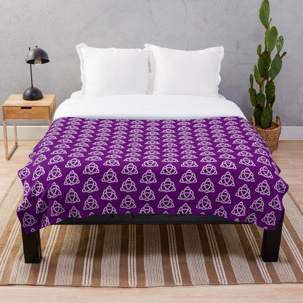 Triquetra plush blanket with charmed, Celtic, and pagan inspired design