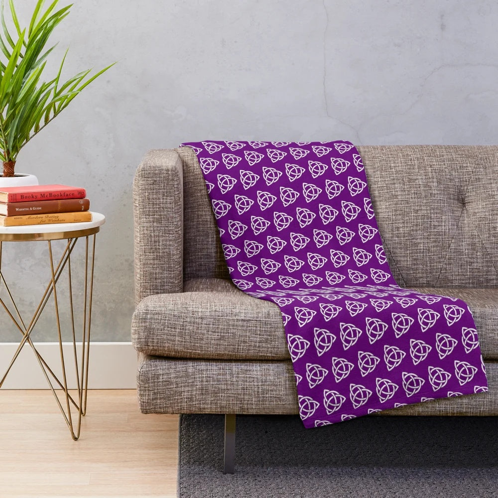 Triquetra plush blanket with charmed, Celtic, and pagan inspired design