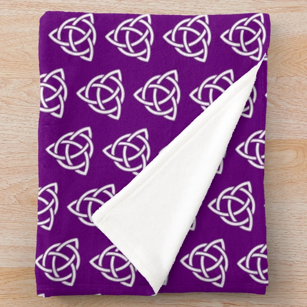 Triquetra plush blanket with charmed, Celtic, and pagan inspired design
