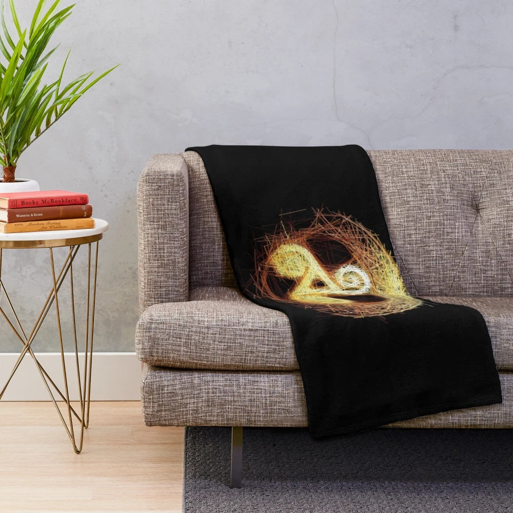 Triskelion plush blanket with Celtic knot and wolf design