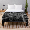 Viking Rune Plush Blanket with Norse Mythology Symbols