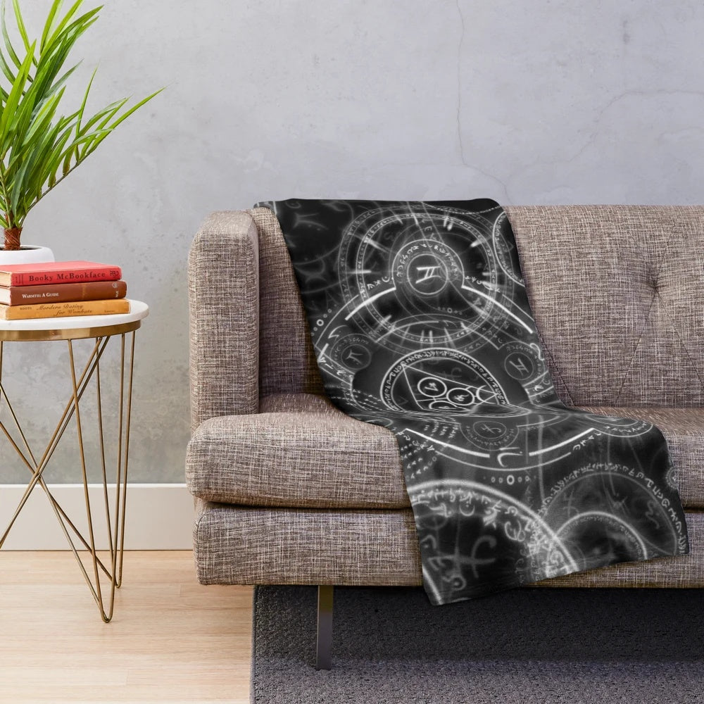 Viking Rune Plush Blanket with Norse Mythology Symbols