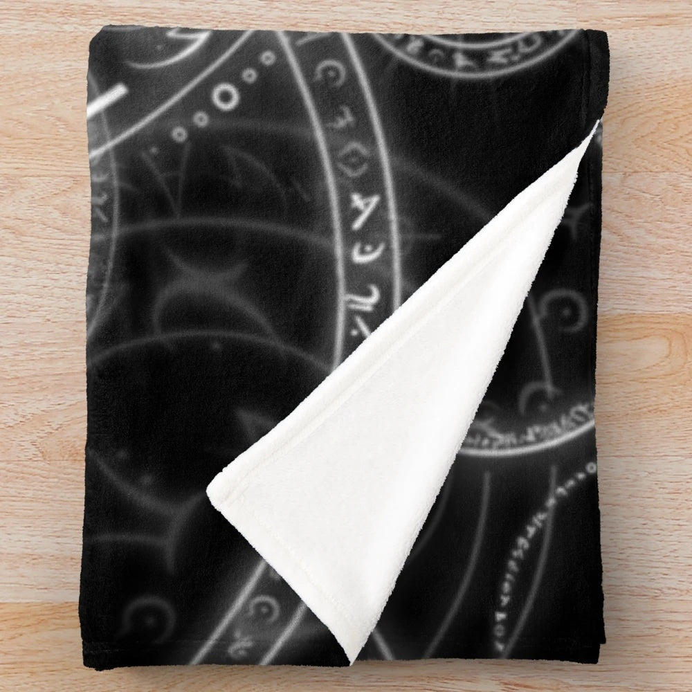 Viking Rune Plush Blanket with Norse Mythology Symbols