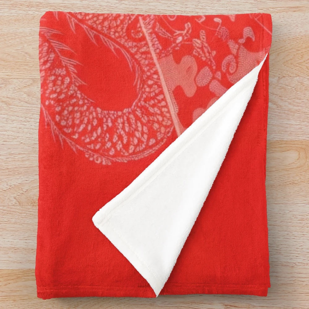 Stylized dragon portrait plush blanket for modern home decor