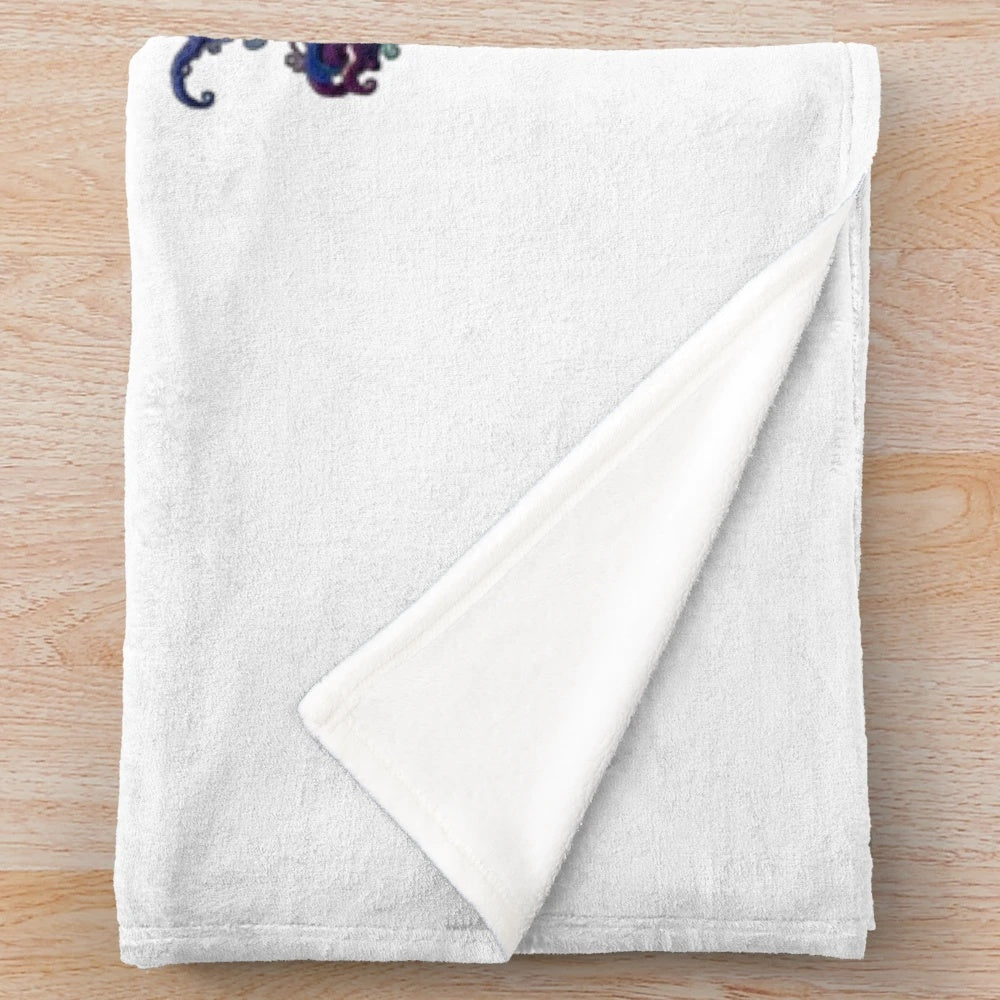 Embroidered plush blanket featuring a mythical banshee creature