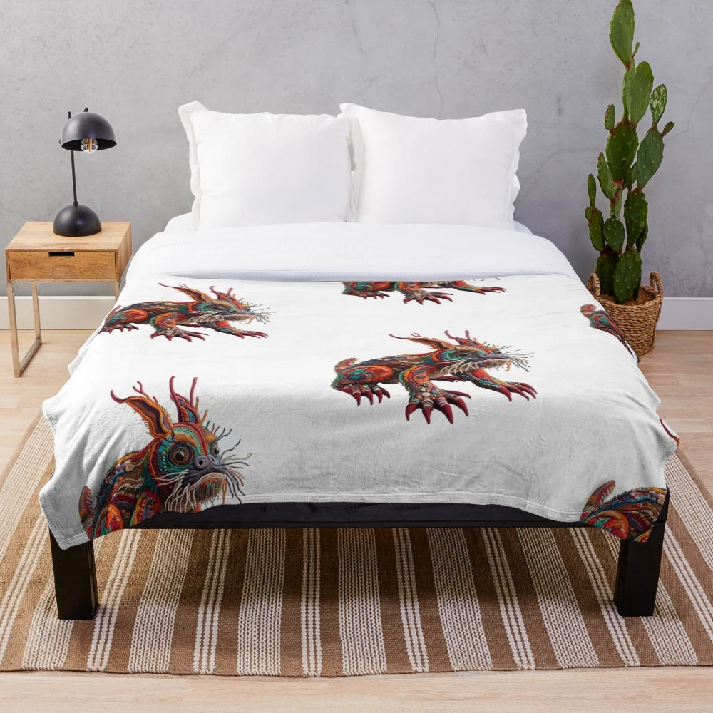 Plush blanket featuring the Bunyip, a legendary Australian Aboriginal creature