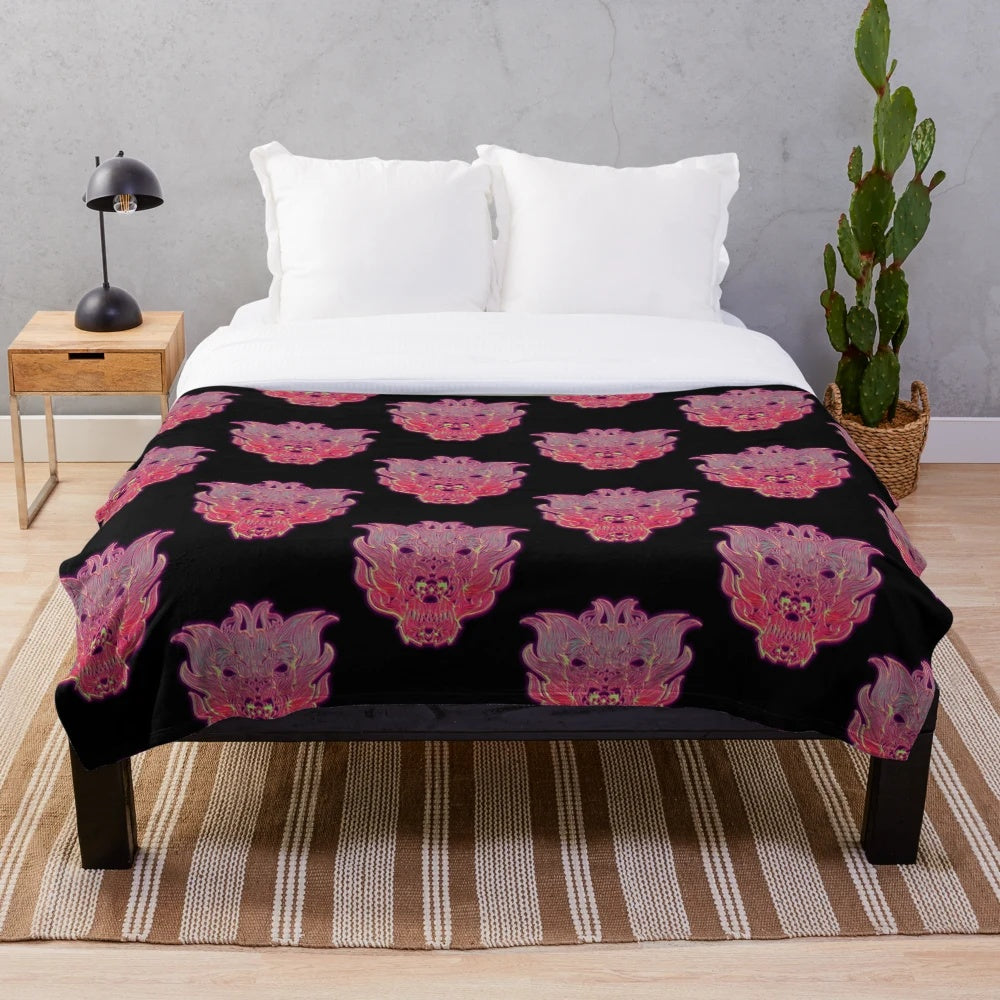 Cozy dragon head plush blanket for fantasy home decor