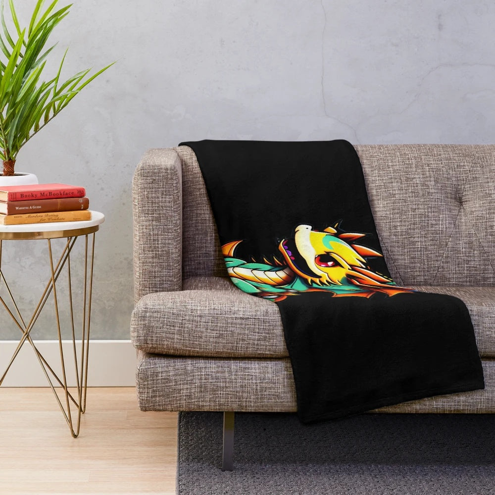 Cozy plush blanket featuring an anime-style illustration of a majestic dragon